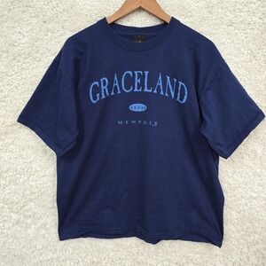 Vintage Elvis Presley Graceland Memphis Shirt Mens XL Navy Blue 1999 Tee Rock